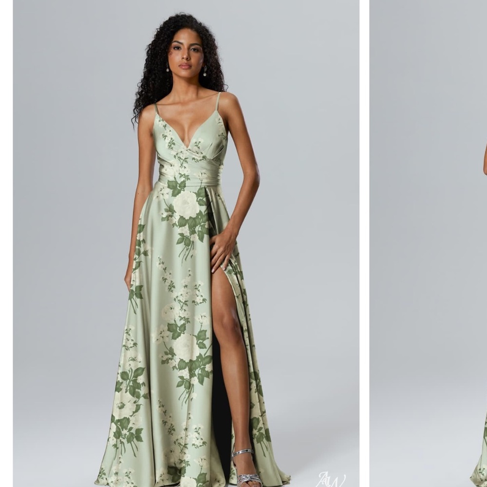 Green Floral Maxi Dress for Wedding Guest or Bridesmaid